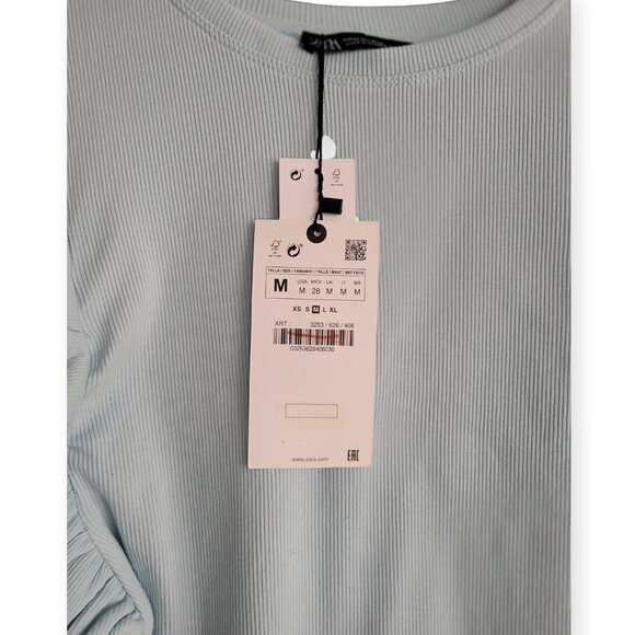 Zara sleeveless baby blue ruffled-sleeve Spring top size M NWT Sabrina Carpenter - Picture 7 of 13